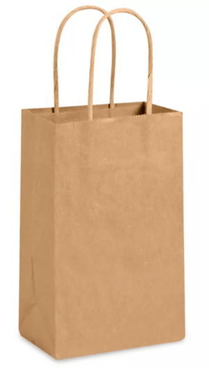 Kraft Paper Shopping Bags - 5 1?4 x 3 1?4 x 8 1?4", Rose