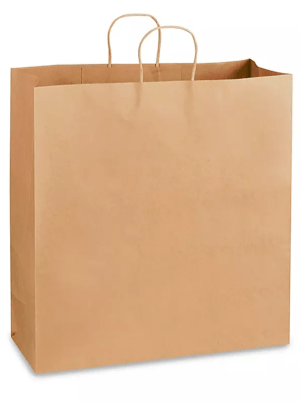 Kraft Paper Shopping Bags - 18 x 7 x 18 3?4", Jumbo