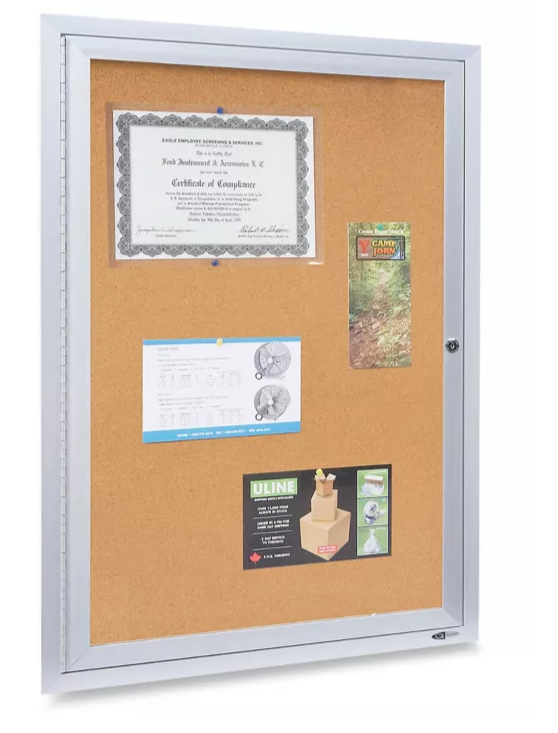 Enclosed Cork Board with Aluminum Frame - 2 x 3'