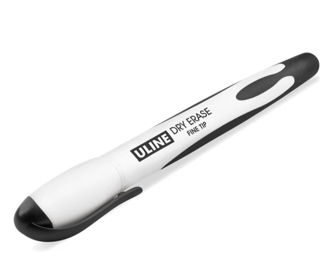 Uline Dry Erase Markers - Fine Tip, Black