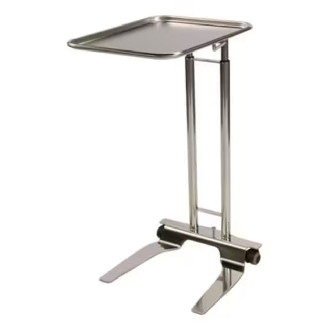 Mayo Stand Tray / Swivel Casters / Foot-Pedal Operated Lock Each