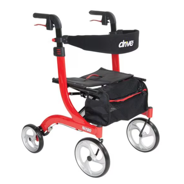 Nitro Walker Rollator 300lb Capacity 10" Front/8" Back Wheels