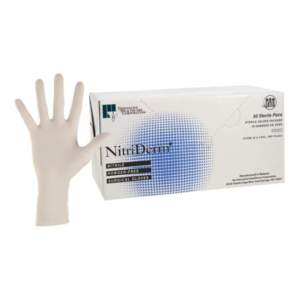 NitriDerm Nitrile Surgical Gloves 6.5 White 50Pr/Bx, 4 BX/CA