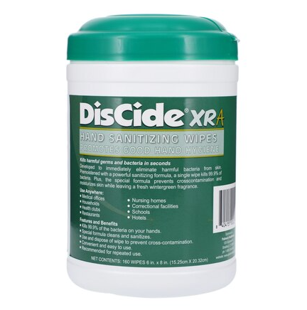 DisCide XRA Wipes Sanitizer Canister Wintergreen 160/Pk