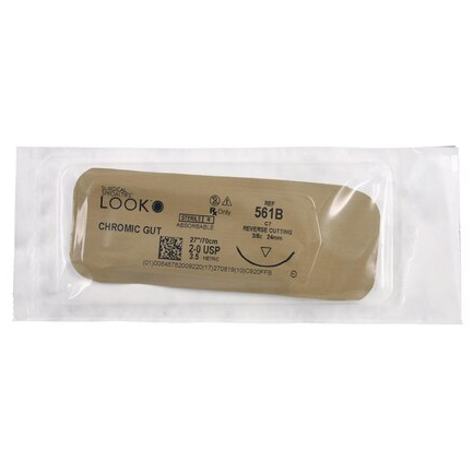 Look Suture 2-0 27" Chromic Gut Monofilament C-7 Undyed Beige 12/Bx - Image 3