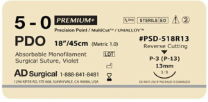 Unify Suture 5-0 18" Polydioxanone Monofilament P-3 12/Bx