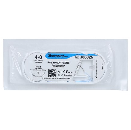 Suture 4-0 18" Polypropylene Monofilament DSM18 Blue 12/Bx - Image 3